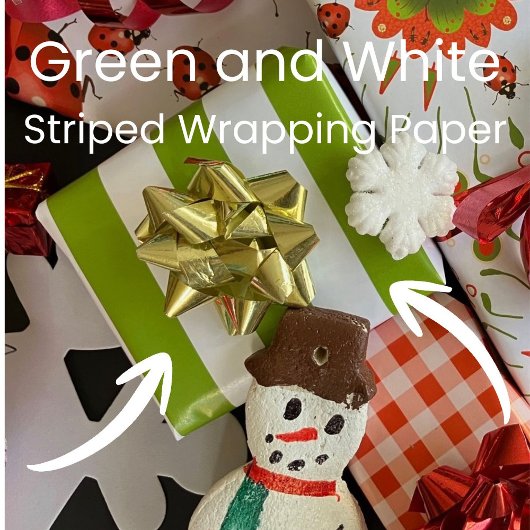 Kerstgroen en Wit Gestreept Cadeaupapier