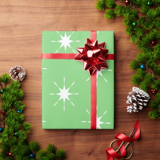 Kerstgroen en wit met sterren cadeaupapier (Feestdagen Geschenken)