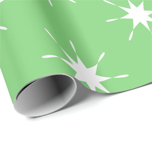 Kerstgroen en wit met sterren cadeaupapier (Rol Hoek)