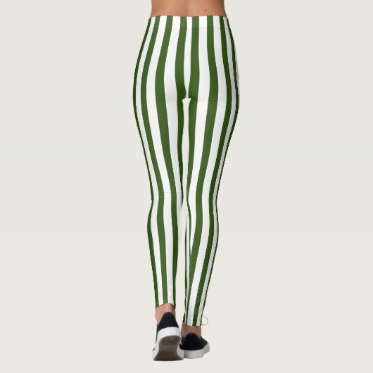 Kerstgroen en wit verticaal gestreept leggings (Achterkant)
