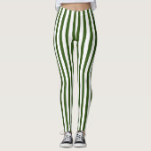 Kerstgroen en wit verticaal gestreept leggings (Voorkant)