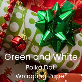 Kerstgroen en witte polka-stippen cadeaupapier
