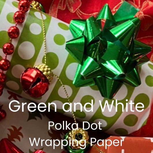Kerstgroen en witte polka-stippen cadeaupapier