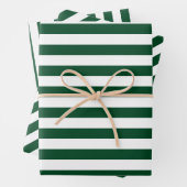 Kerstgroen en witte streep inpakpapier vel (In situ)