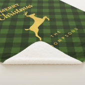 Kerstgroen en zwarte Buffalo Plaid Deer Sherpa Deken (3/4)