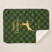 Kerstgroen en zwarte Buffalo Plaid Deer Sherpa Deken (Voorkant (horizontaal))