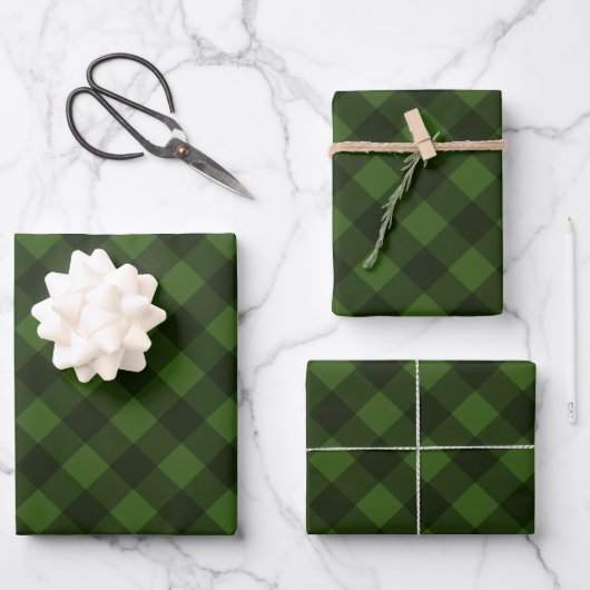Kerstgroen en zwarte buffels inpakpapier vel (Voorkant)