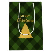 Kerstgroen en zwarte buffels met kerstboom medium cadeauzakje (Achterkant)