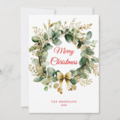 Kerstgroen Eucalyptus Elegant Feestdagenkaart (Voorkant)