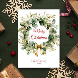 Kerstgroen Eucalyptus Elegant Feestdagenkaart
