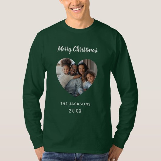 Kerstgroen familiefoto hartnaam vader t-shirt (Voorkant)