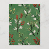 Kerstgroen Floral Pattern Briefkaart (Voorkant)