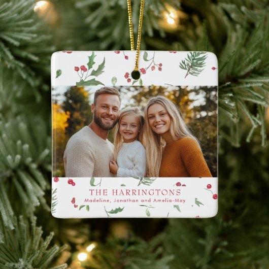 Kerstgroen Foto Keramisch Ornament (Boom)