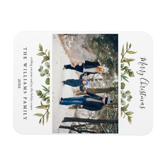 Kerstgroen Foto Moderne Feestdagen Magneet (Horizontaal)