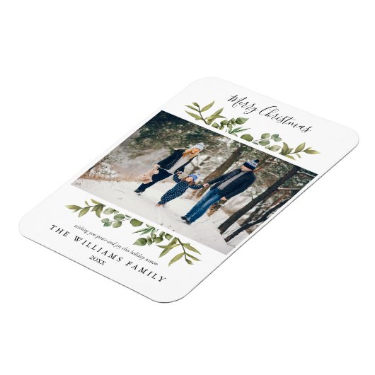 Kerstgroen Foto Moderne Feestdagen Magneet (Linkerzijde)