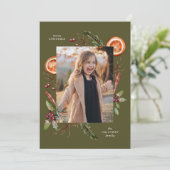 kerstgroen fotografie groene feestkaart feestdagenkaart (Staand voorkant)