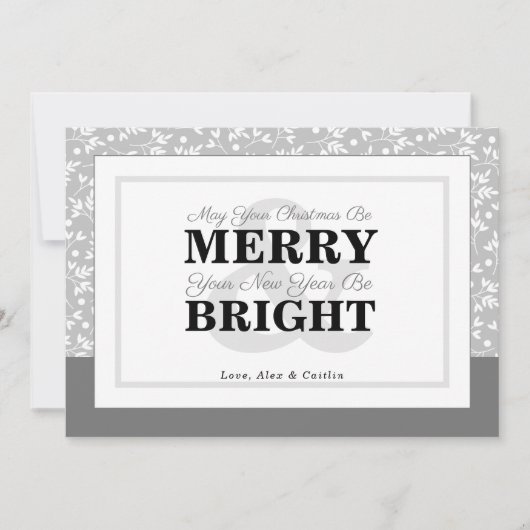 Kerstgroen fotokaart met grijze tinten feestdagenkaart (Voorkant)
