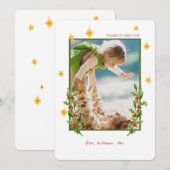 Kerstgroen fotokerstkaart kaart (Voorkant / Achterkant)