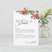 Kerstgroen gebladerte Elegante bruiloft details Informatiekaartje (Staand voorkant)