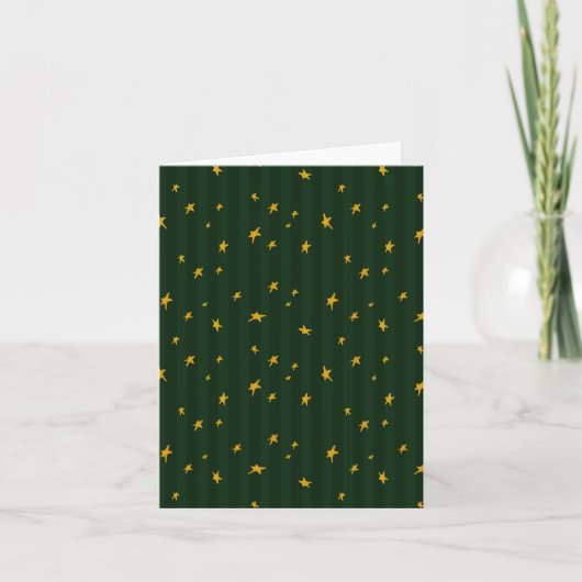Kerstgroen Geel Ster Streep Kerstmis Kaart (Voorkant)