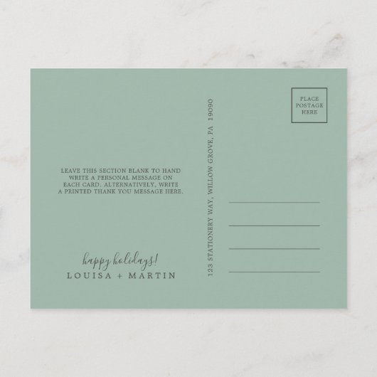 Kerstgroen gehuwd kerstfeest bedankt feestdagenkaart (Achterkant)