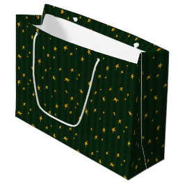Kerstgroen Gele Ster Streep Kerstmis Groot Cadeauzakje