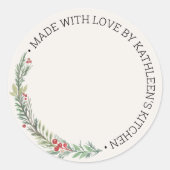 Kerstgroen gemaakt met liefde blanco ronde sticker (Voorkant)