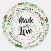 Kerstgroen Gemaakt met Liefde Vakantie Ronde Sticker (Voorkant)