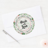 Kerstgroen Gemaakt met Liefde Vakantie Ronde Sticker (Envelop)