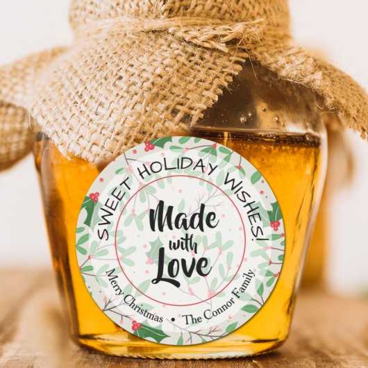 Kerstgroen Gemaakt met Liefde Vakantie Ronde Sticker