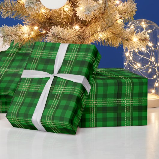 Kerstgroen geruit cadeaupapier (Feestdagen)