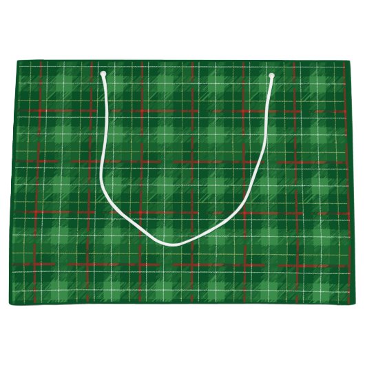 Kerstgroen geruit groot cadeauzakje (Voorkant)