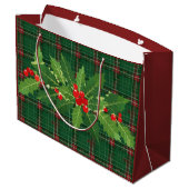 Kerstgroen geruit met krans groot cadeauzakje (Achterkant Gekanteld)