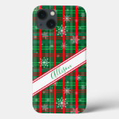 Kerstgroen geruit persoonlijk script naam Case-Mate iPhone case (Achterkant)