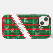 Kerstgroen geruit persoonlijk script naam iPhone hoesje (Achterkant horizontaal)