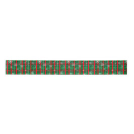 Kerstgroen geruit sneeuwvlokken satijnen lint