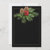 Kerstgroen goud op zwarte feestdag bruiloft save the date (Achterkant)