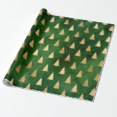 Kerstgroen/goudboompatroon Cadeaupapier (Uitgerold)