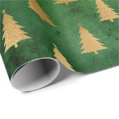 Kerstgroen/goudboompatroon Cadeaupapier (Rol Hoek)