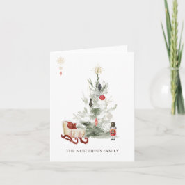 kerstgroen goudsneeuwvlokken Nutkraker Notitiekaartje