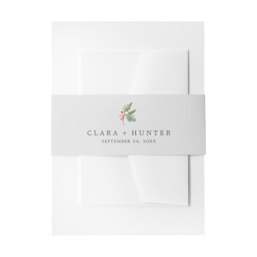 kerstgroen | Grijze uitnodiging in Belly Band Uitnodigingen Wikkel (Voorkant Voorbeeld)