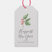 kerstgroen het gelukkigste nieuwjaar | Grijs Cadeaulabel (Voorkant)