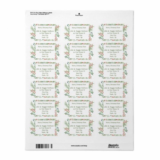 kerstgroen Holly Berries Eigen label (Full Sheet)