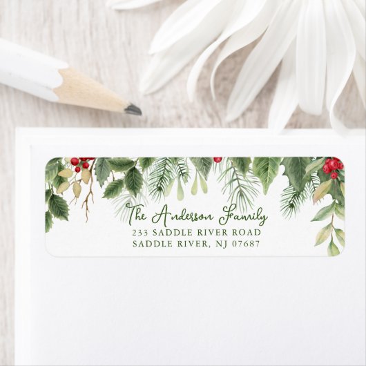 Kerstgroen Holly & Pine Etiket (Insitu)