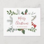 Kerstgroen & Hulstbessen Kerstansichtkaart Feestdagenkaart (Voorkant)