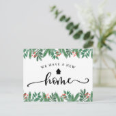 kerstgroen kalligrafie aankondiging briefkaart (Staand voorkant)