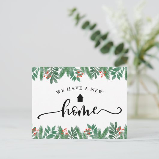 kerstgroen kalligrafie aankondiging briefkaart (Staand voorkant)