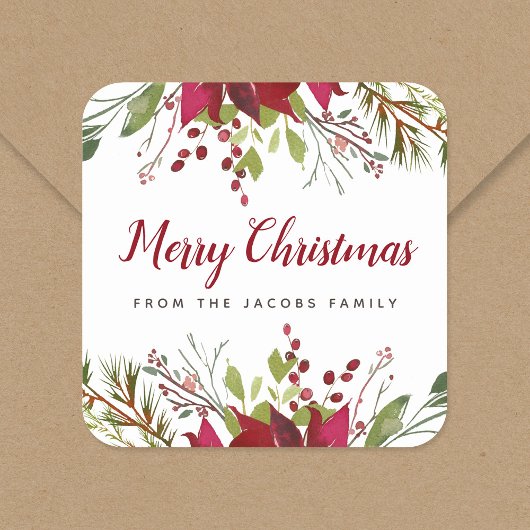 Kerstgroen Kerstcadeaueletiket Vierkante Sticker