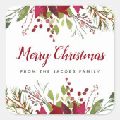 Kerstgroen Kerstcadeauetiketten Vierkante Sticker (Voorkant)