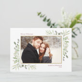Kerstgroen Koppel Foto Feestdagenkaart (Staand voorkant)